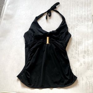 Spanx women’s size 10 tankini black, built-in bra ruched